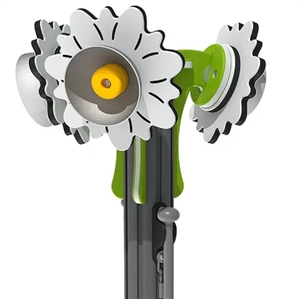 Musik Klokke blomster på robiniestolpe, 3 stk. med hver deres farve og lyd ( Modul D )